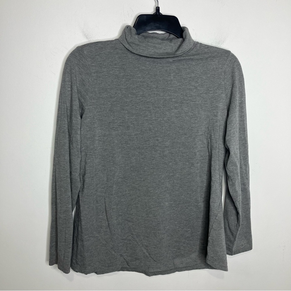 J. Jill luxe Supima shirttail turtleneck top‎ gray size small petite